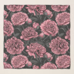 Night peony garden in pink and grey scarf<br><div class="desc">Hand drawn pink peony flowers,  seamless pattern design.</div>