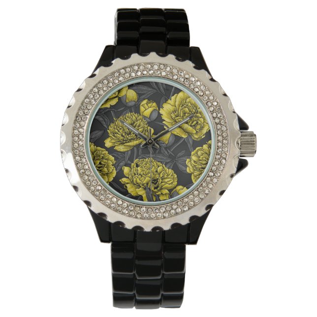 Night peony garden in yellow and grey watch (Front)