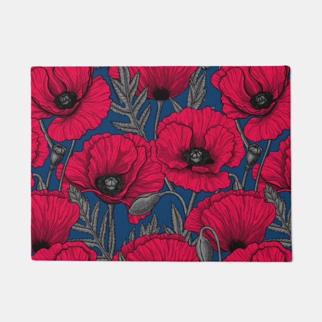 Night poppy garden doormat (Front)