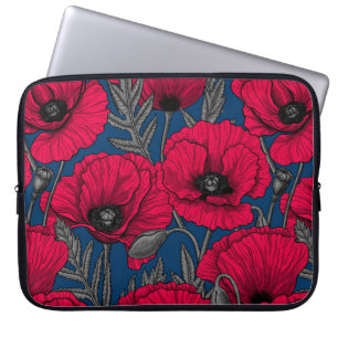Night poppy garden laptop sleeve