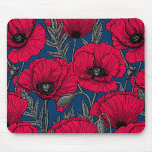Night poppy garden mouse mat