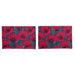 Night poppy garden pillow case
