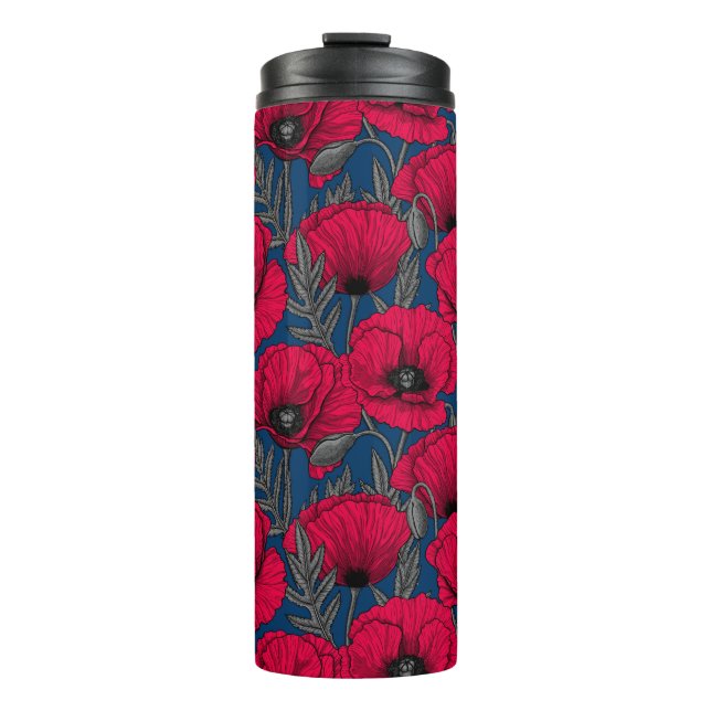 Night poppy garden thermal tumbler (Front)