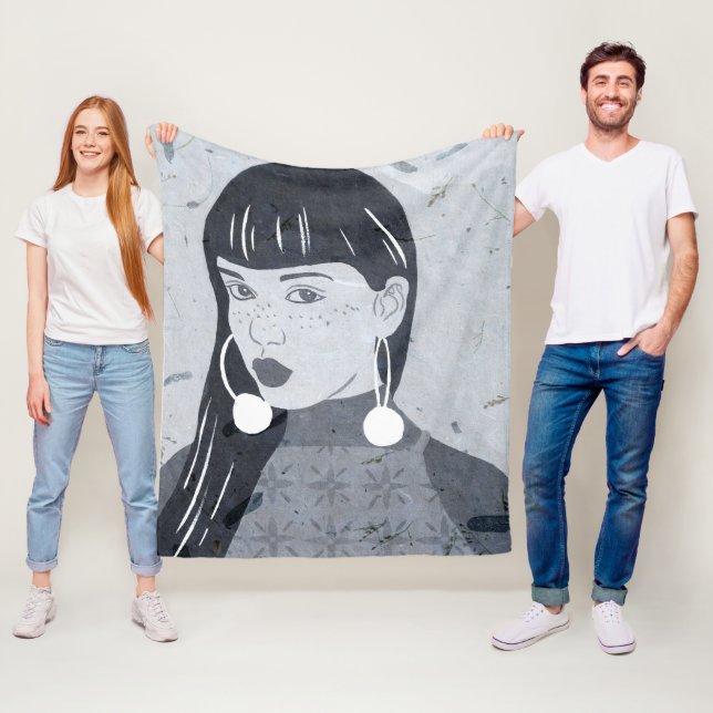 Night Portrait Glance Fleece Blanket (In Situ)