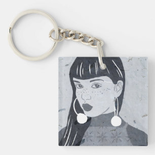 Night Portrait Glance Key Ring