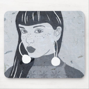 Night Portrait Glance Mouse Mat