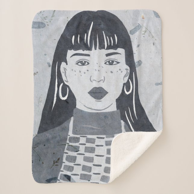 Night Portrait Sherpa Blanket (Front)