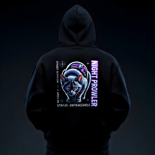 Night Prowler Cyber Cat for cyberpunk fans Hoodie