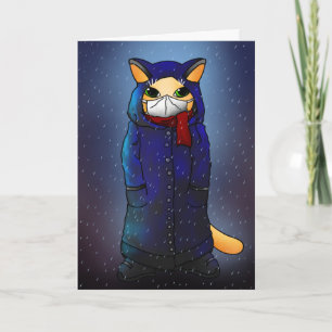Night Rain Face Mask Cat Card