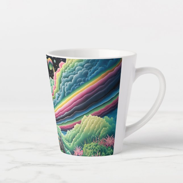 Night Rainbow Crow Latte Mug (Right)