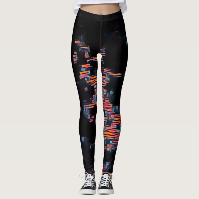 Night Rave Love Abstract Leggings (Front)