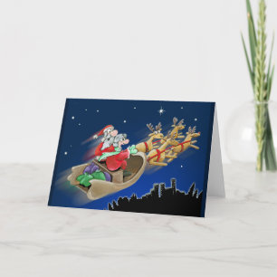 Night Ride Christmas Greeting Card