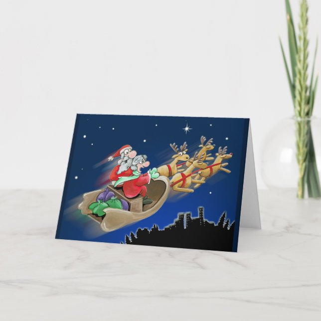Night Ride Christmas Greeting Card (Front)