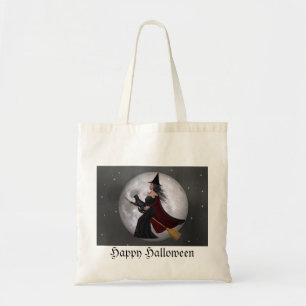 Night Ride :: Witch & Her Cat Riding in the Night Tote Bag