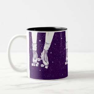 Night roller skating Two-Tone coffee mug