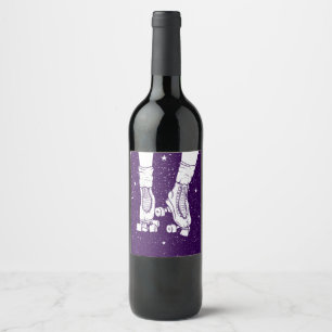 Night roller skating wine label