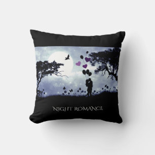 "Night romance" black throw pillow. Cushion