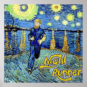 Night Runner Starry Night Poster