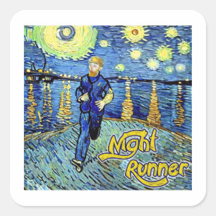 Night Runner Starry Night Square Sticker