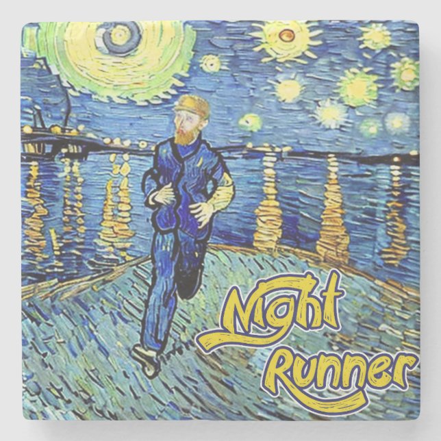 Night Runner Starry Night Stone Coaster (Front)