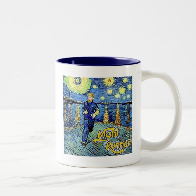 Night Runner Starry Night Two-Tone Coffee Mug (Right)
