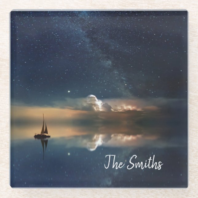 Night Sailing Glass Coaster (Front)