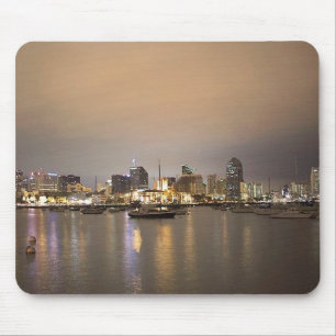 Night San Diego Sailboats Skyline Mouse Mat