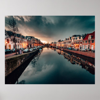 Night scene in leeuwarden poster