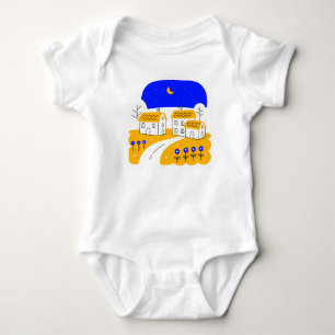 Night Scene of a Small Village Landscape Baby Bodysuit