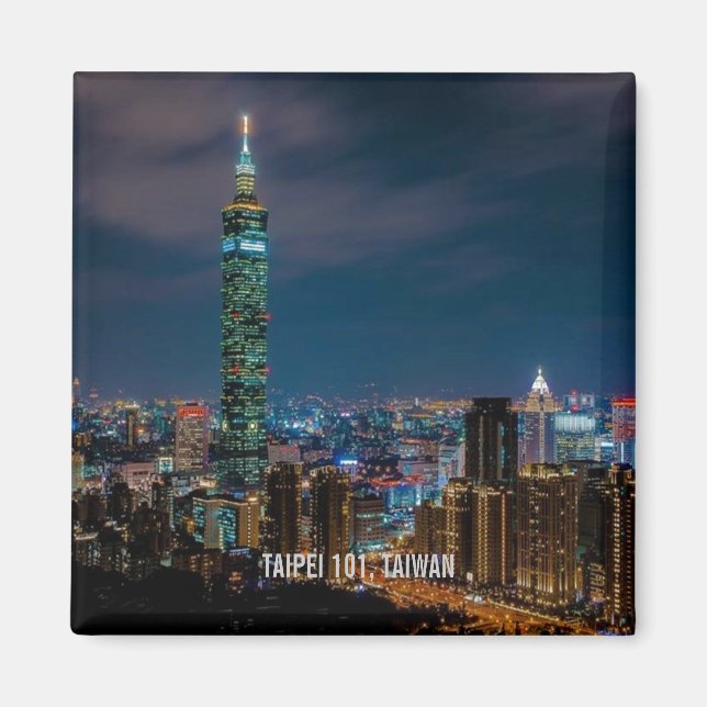 Night Scene of Taipei 101, Taiwan Magnet (Front)