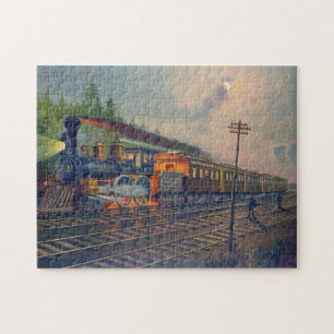 Night Scene on the New York Central Railroad Jigsaw Puzzle