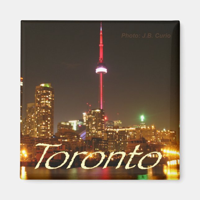 Night Scene Toronto Canada Souvenir Fridge Magnet (Front)