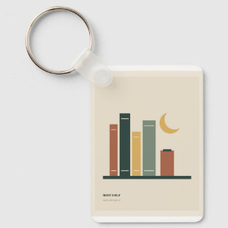 Night Shelf Minimal Books and Crescent Moon Key Ring