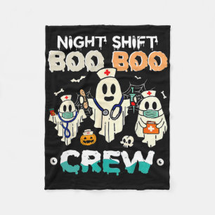 Night Shift Boo Boo Crew Nurse Ghost Halloween Nur Fleece Blanket