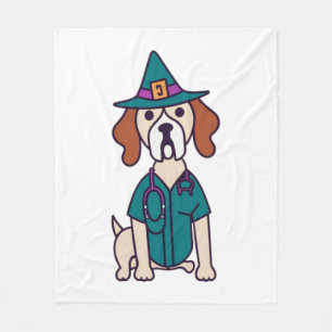 Night Shift Canine One Spooky Nurse Design Fleece Blanket