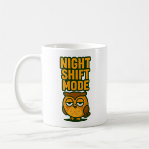 Night Shift Mode Sleepy Droopy Owl Cartoon Humor Coffee Mug
