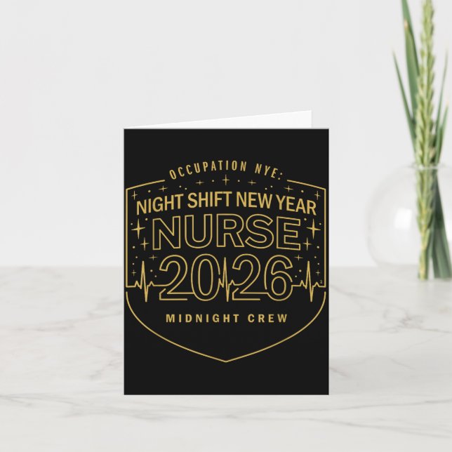Night Shift New Year Nurse 2026 Midnight Crew Badg Card (Front)