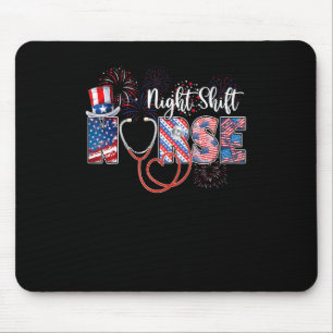 Night Shift Nurse 4th Of July Love Heart Stethosco Mouse Mat