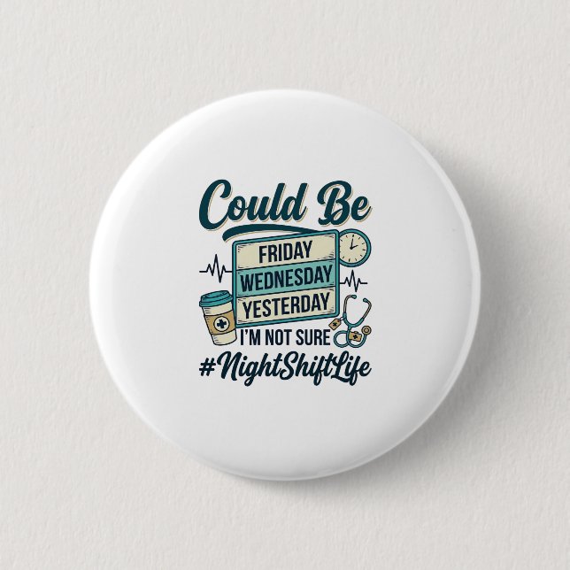 Night Shift Nurse Funny Could Be Friday Vector Des 6 Cm Round Badge (Front)