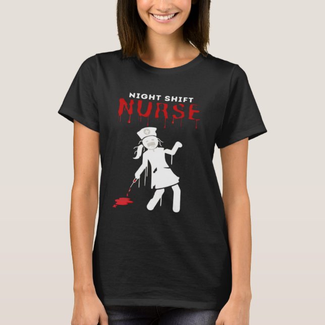 Night Shift Nurse Funny Halloween Classic T-Shirt (Front)
