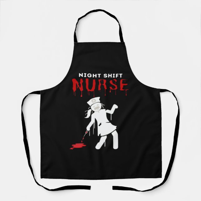 Night Shift Nurse Funny Halloween Classic T-Shirt Apron (Front)