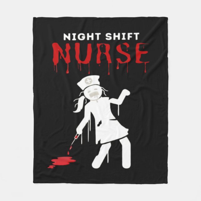 Night Shift Nurse Funny Halloween Classic T-Shirt Fleece Blanket (Front)