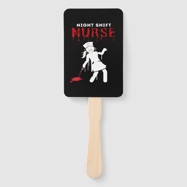 Night Shift Nurse Funny Halloween Classic T-Shirt Hand Fan (Front)