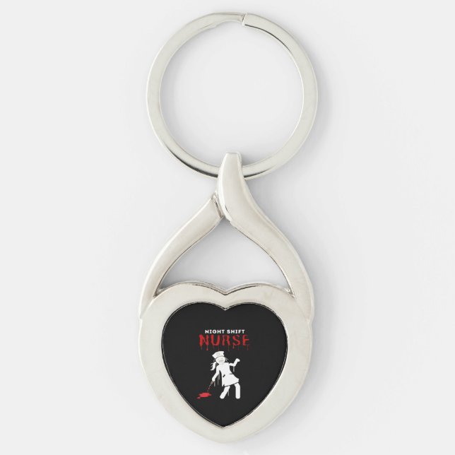 Night Shift Nurse Funny Halloween Classic T-Shirt Key Ring (Front)
