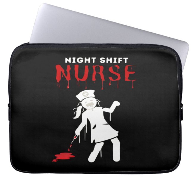 Night Shift Nurse Funny Halloween Classic T-Shirt Laptop Sleeve (Front)