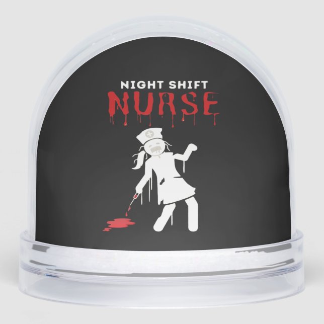 Night Shift Nurse Funny Halloween Classic T-Shirt Snowglobe (Front)