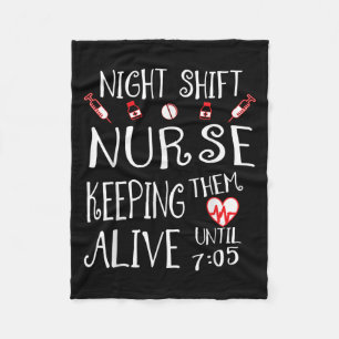 Night Shift Nurse Funny Nursing Hostal Funny Rn Qu Fleece Blanket