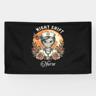 Night Shift Nurse Mummy Halloween Healthcare Flora Banner