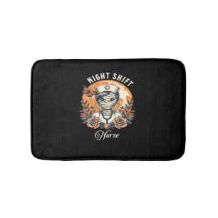 Night Shift Nurse Mummy Halloween Healthcare Flora Bath Mat