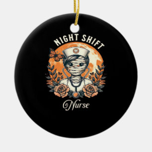 Night Shift Nurse Mummy Halloween Healthcare Flora Ceramic Tree Decoration